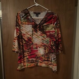 Peck & Peck brand  Red Brown Graphic Blouse with Sailor Collar